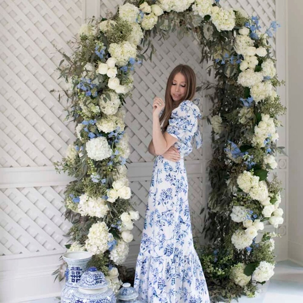 Born on Fifth x Antonio Melani Blue and White Floral Top - Size 8